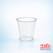 A stack of 7oz clear plastic disposable water cups for office water fountains Ireland