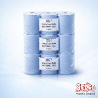 Blue centrefeed rolls 30 roll deal Ireland bulk 2 ply embossed wiper rolls