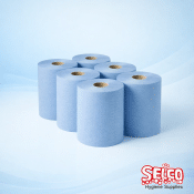 Blue centrefeed rolls 6 pack 2-ply embossed professional cleaning paper