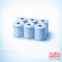 Blue paper roll 2-ply 6-pack price Ireland recycled tissue embossed