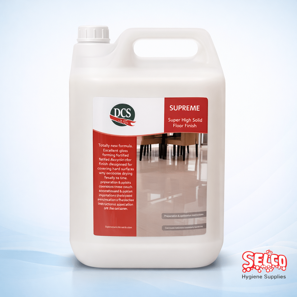 Dysys Supreme High Solids Floor Polish 5 Litre container with 24 percent solids formula
