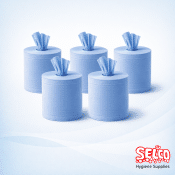 DeSantos heavy duty blue centrefeed rolls price Ireland 2 ply embossed