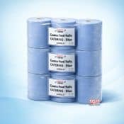 Blue roll 60 roll bulk deal 10 cases of 6 rolls 2-ply embossed catering wipes