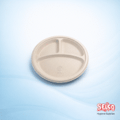 Compostable Plate 10" Sugarcane 3 Compartment - 500 per case