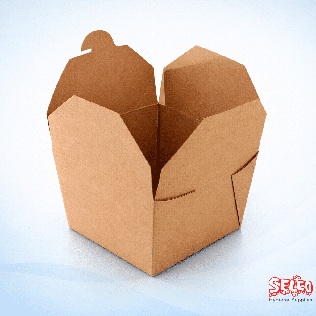 LEAKPROOF BROWN KRAFT TAKEAWAY FOOD BOX NO.8 - 1000ML - 180 per case - Image 2