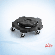 5 Wheel Dolly for Round Huskee - Black - Waste Management Supply