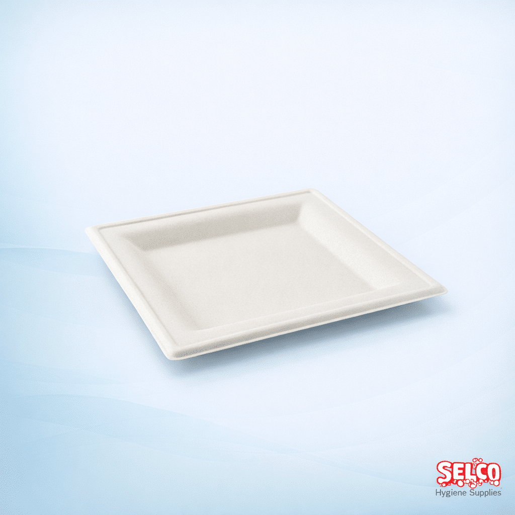 Compostable Sugarcane Square Plate 6" - Takeaway Supply