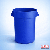 Huskee Round Waste Bin 75 litre - Blue - White - Waste Management Supply