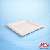 Compostable Sugarcane Square Plate 8" - Commercial Supply