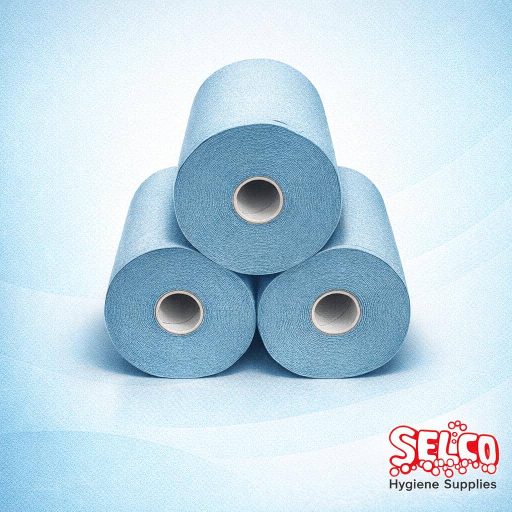 Auto cut roller towel white - 6 rolls - 2ply - Blue - Image 2