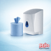 Blue Centrefeed Roll- With Dispenser 12 rolls - centre feed paper roll blue roll wipes