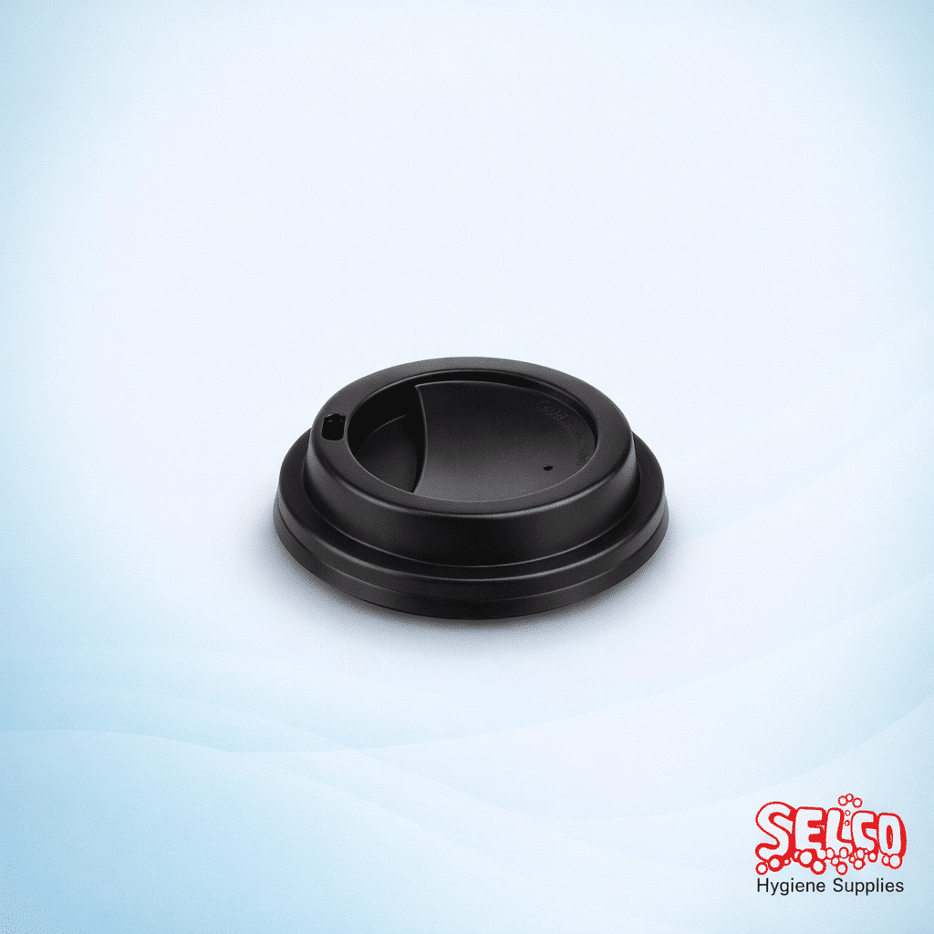 Compostable 12ox Lid Black - 12oz - 1000 per case - packed 1000 per case