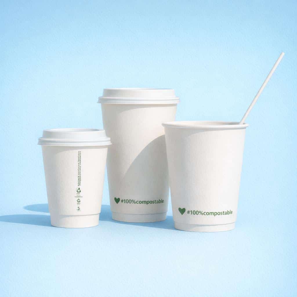 Compostable Double Wall Cup 12oz- Green Cup - 500 per case - Image 2