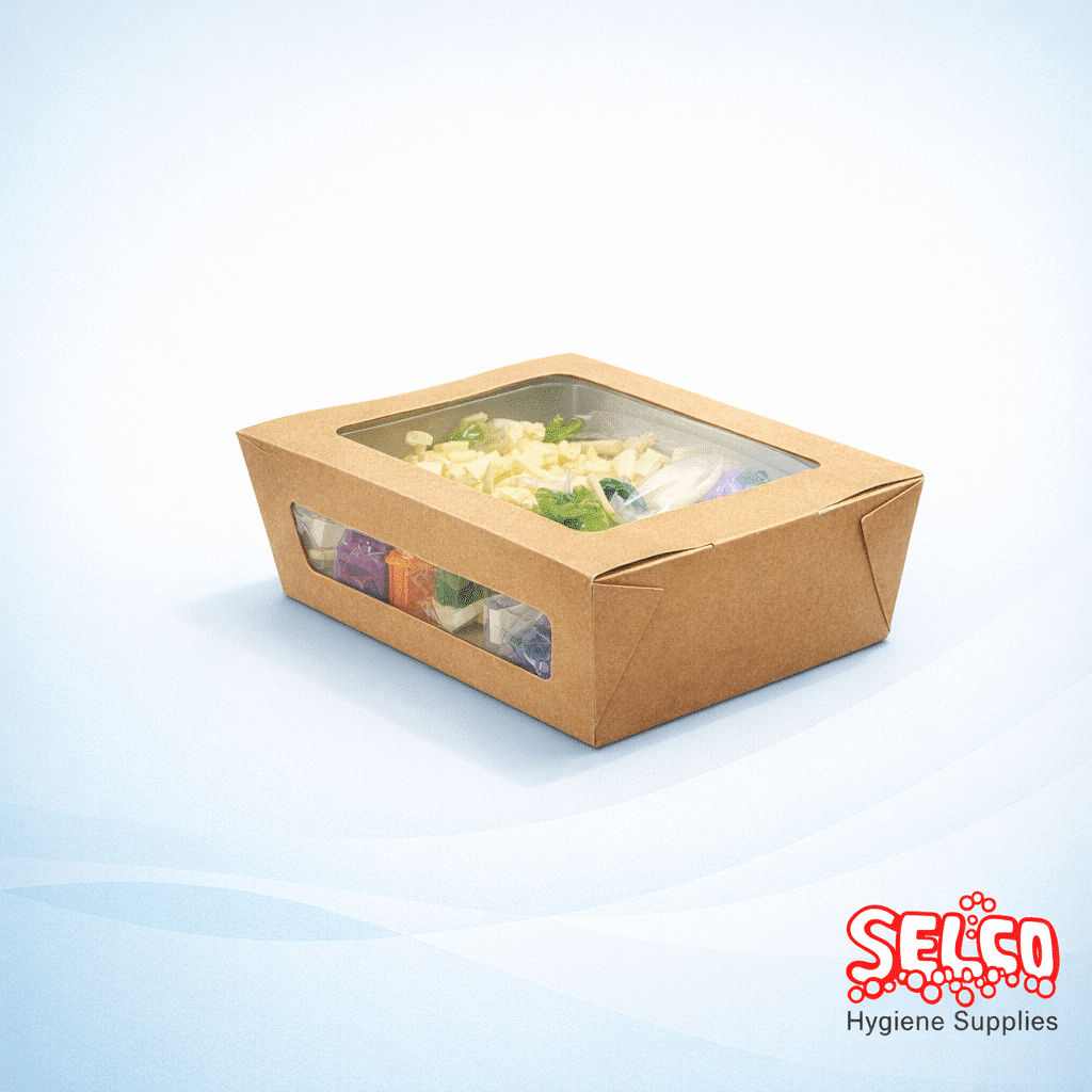 Compostable Salad Box -Window Box - 250 pack - Takeaway Supply