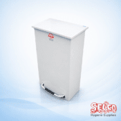 Fire Retardent Bin White Large Metal - Step On Bin - 90 Litre