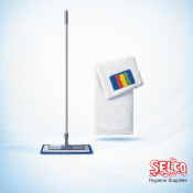 Flat Mop Complete Microfibre - Mop and Handle Complete - Spare Mop Head