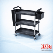 Heavy Duty Catering Service Trolley - Black - Janitorial Equipment