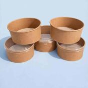 Alternative view of Brown Kraft Salad Bowl Compostable LID 1000ml - IN STOCK - 360 per case