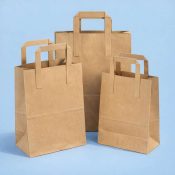 Alternative view of Brown Large Carrier Paper Bags With Flat Handle 10x15" - 250 bags