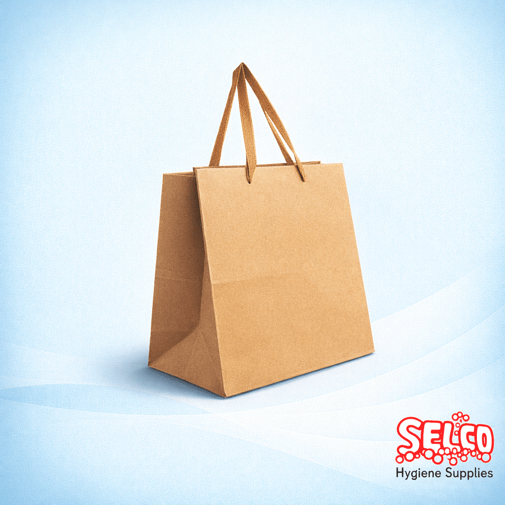 Brown Large Carrier Paper Bags With Flat Handle 10x15" - 250 bags