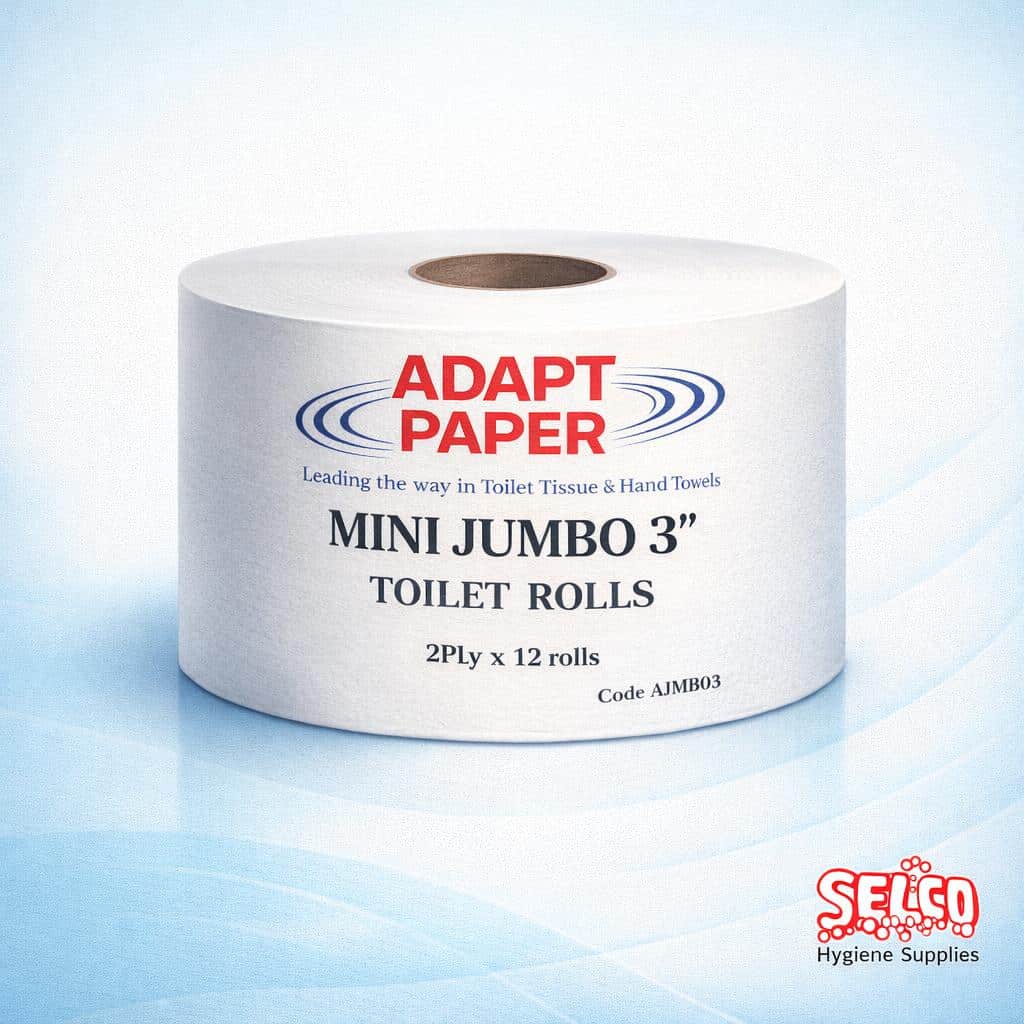 Mini Jumbo Toilet Roll 2ply 12 pack (Easy Flush Tissue) - 12 Rolls - Image 3