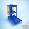Janitorial Cleaning Cart With Waste Bag - blue - Janitorial Equipment