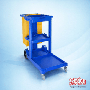 Janitorial Cleaning Cart With Waste Bag - blue - Janitorial Equipment