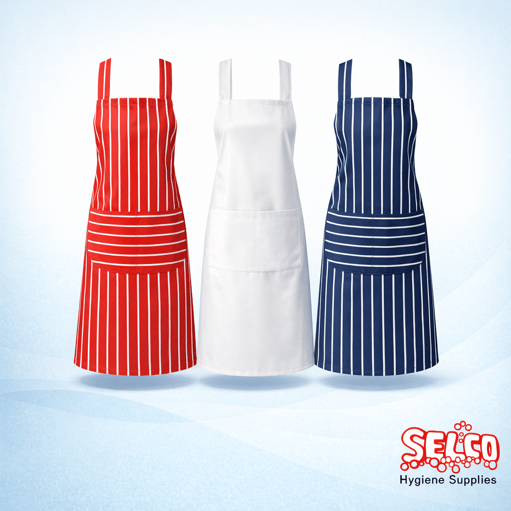 Striped Professional Catering Apron – Kitchen Aprons - blue