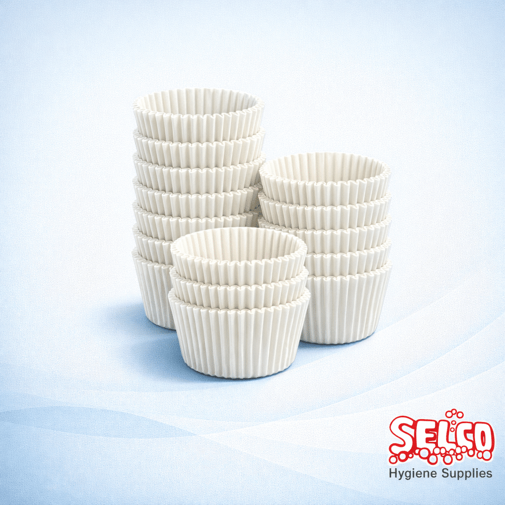 White Crimped Greaseproof Paper Bun Cases - 45x25mm