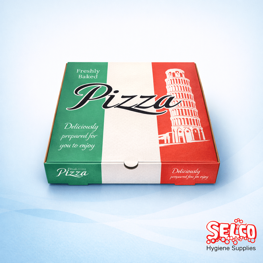 Pizza Box Italian Style - Takeaway Pizza Box - White - brown