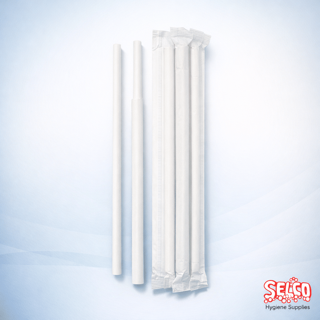 Compostable Straws White Paper Wrapped 250 - 6mm - Takeaway Supply