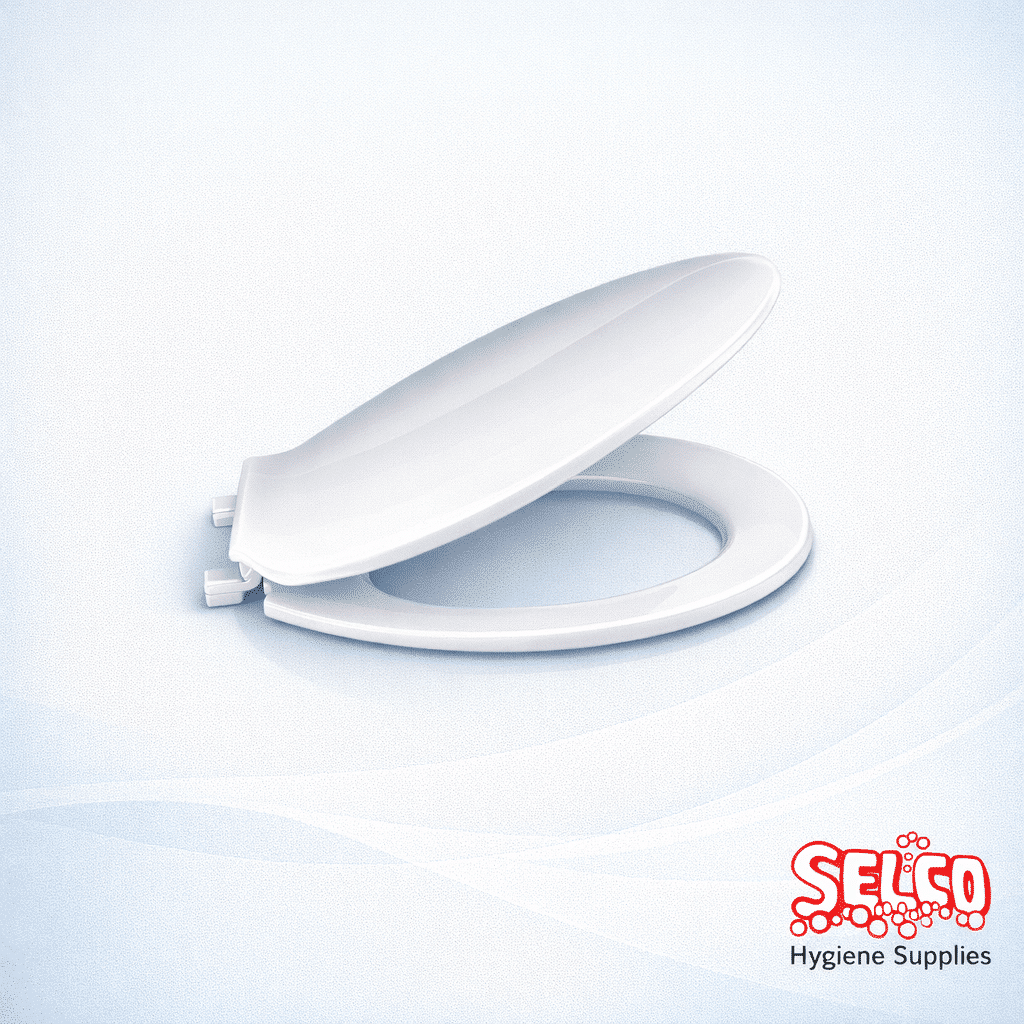 Toilet Seat White Plastic - Bathroom Seat - 1.1kg - Washroom Essential